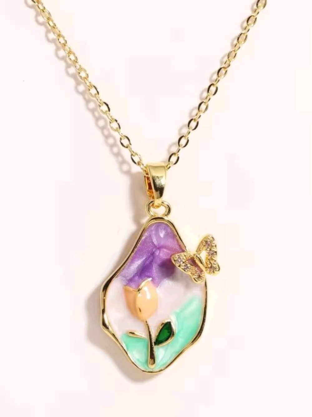 Stainless steel pearl flower necklace